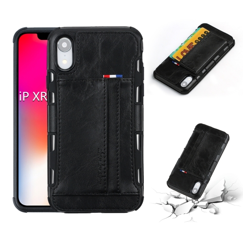 

For iPhone XR PU + TPU Shockproof Protective Leather Case with Card Slots(Black)