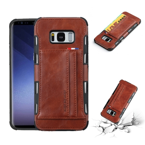 

For Galaxy S8+ PU + TPU Shockproof Protective Leather Case with Card Slots(Brown)