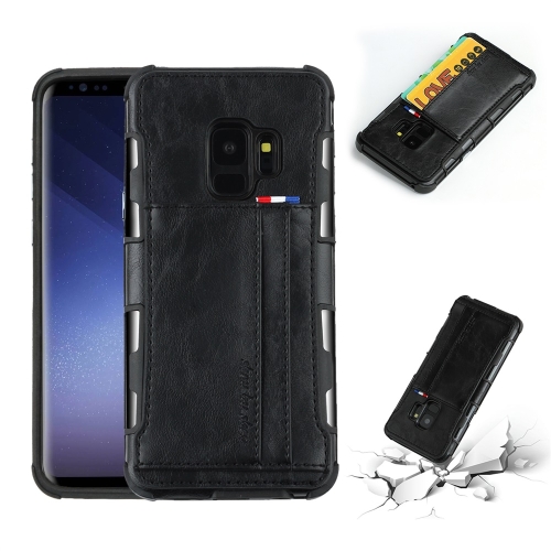 

For Galaxy S9 PU + TPU Shockproof Protective Leather Case with Card Slots(Black)