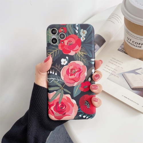 

IMD Flower Pattern TPU Protective Case For iPhone 11 Pro(Red)