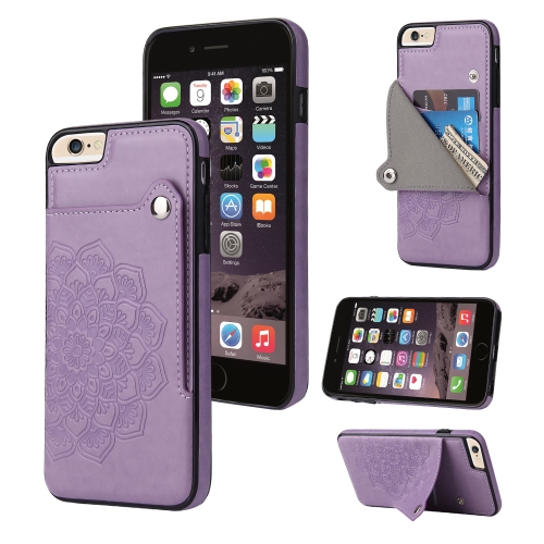 

Embossed Pattern PU + TPU Protective Case with Holder & Wallet & Card Slots For iPhone 6 Plus & 6s Plus(Purple)