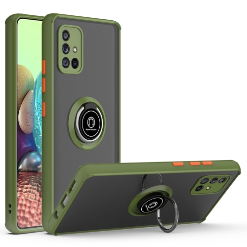 

For Samsung Galaxy A71 5G Q Shadow 1 Generation Series TPU + PC Protective Case with 360 Degrees Rotate Ring Holder(Army Green + Orange)