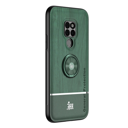 

For Huawei Mate 20 Wood Grain PC + TPU Shockproof Case with Ring Holder(Green)