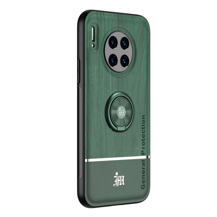 

For Huawei Mate 30 Pro Wood Grain PC + TPU Shockproof Case with Ring Holder(Green)
