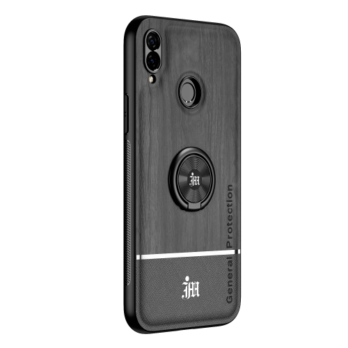 

For Huawei nova 3i Wood Grain PC + TPU Shockproof Case with Ring Holder(Black)