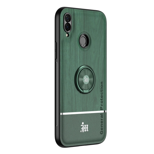 

For Huawei nova 3i Wood Grain PC + TPU Shockproof Case with Ring Holder(Green)