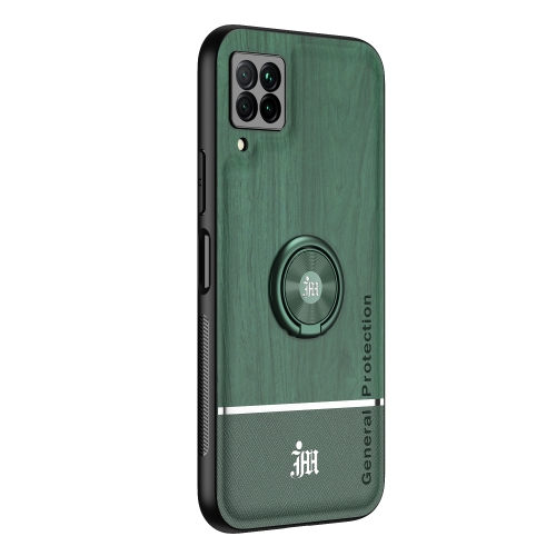 

For Huawei nova 6 SE Wood Grain PC + TPU Shockproof Case with Ring Holder(Green)