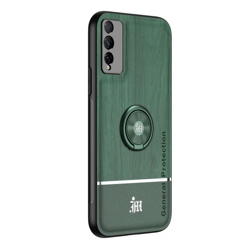 

For Huawei Honor Play 4T Pro Wood Grain PC + TPU Shockproof Case with Ring Holder(Green)