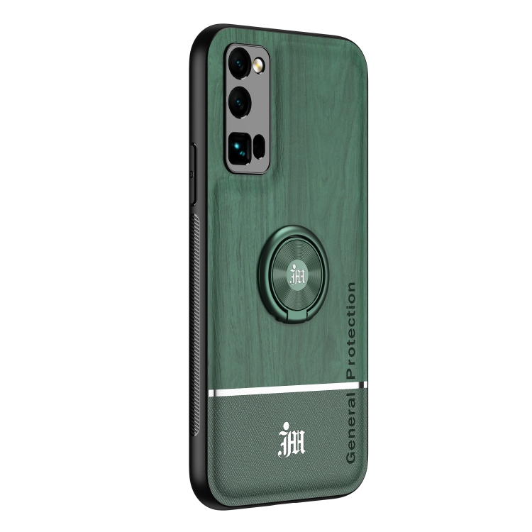 

For Huawei Honor 30 Pro Wood Grain PC + TPU Shockproof Case with Ring Holder(Green)
