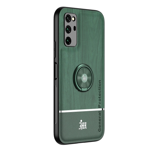 

For Huawei Honor V30 Pro Wood Grain PC + TPU Shockproof Case with Ring Holder(Green)