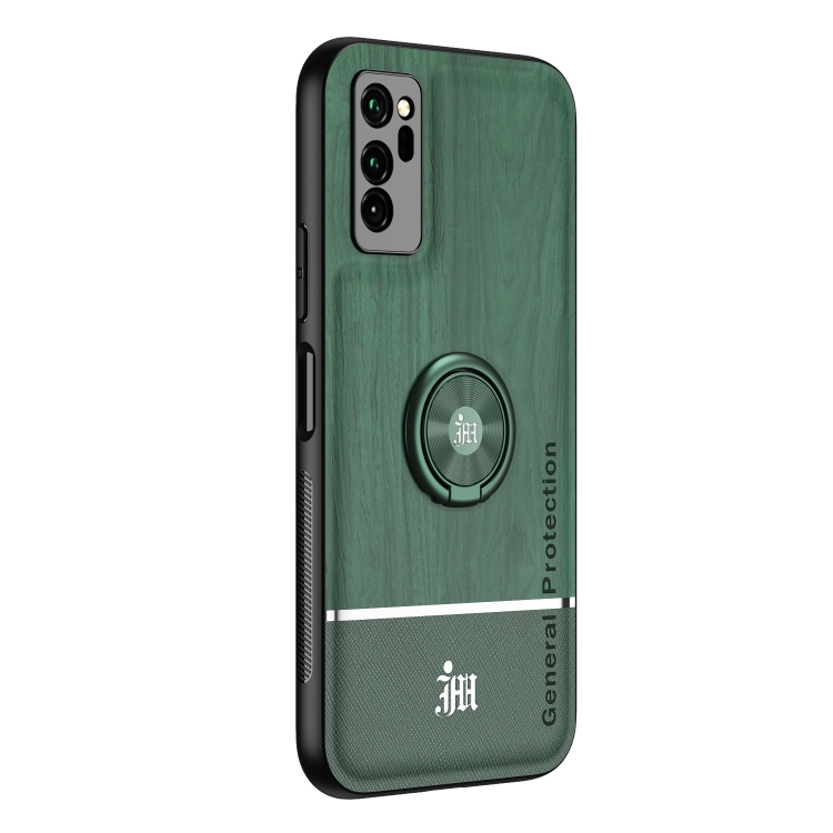 

For Huawei Honor V30 Wood Grain PC + TPU Shockproof Case with Ring Holder(Green)