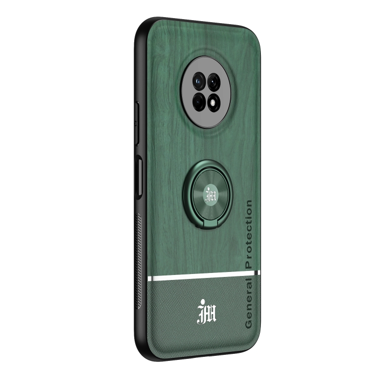 

For Huawei Enjoy 20 Plus 5G Wood Grain PC + TPU Shockproof Case with Ring Holder(Green)