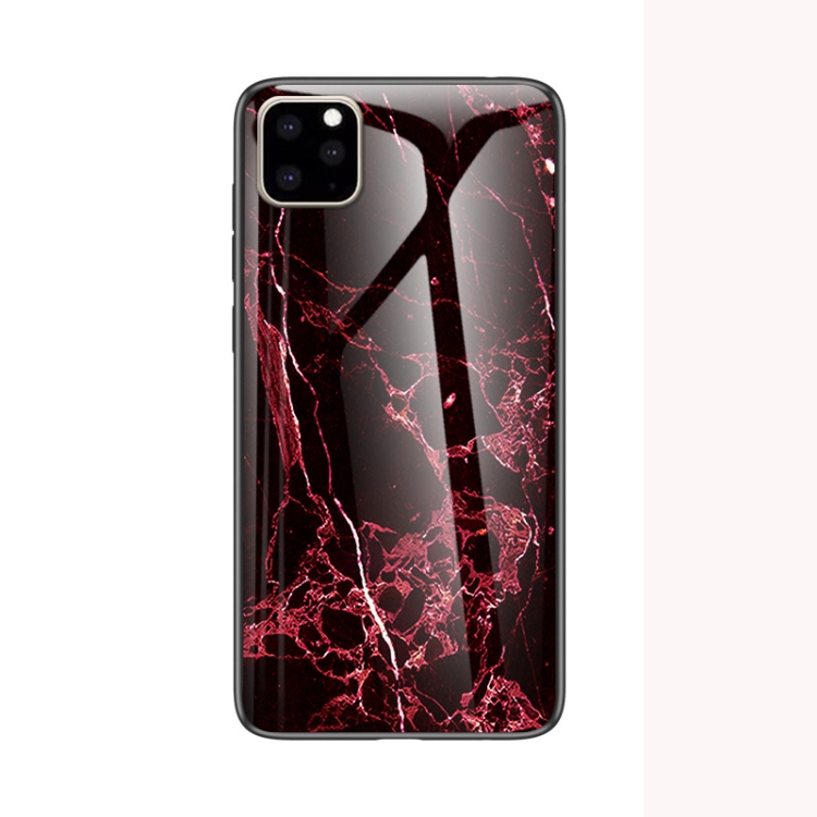 

For iPhone 11 Pro Max Marble Glass Protective Case(Red)