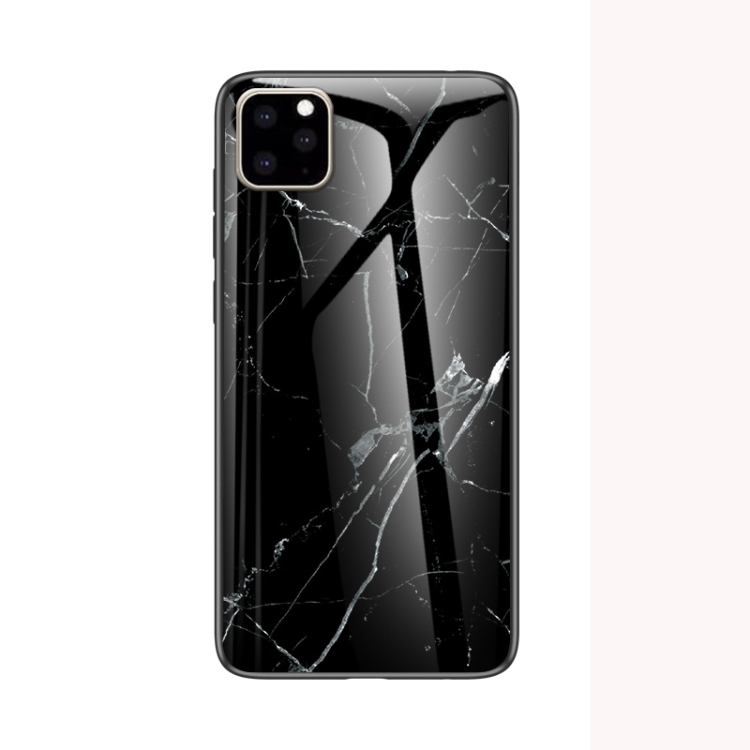 

For iPhone 11 Pro Max Marble Glass Protective Case(Black)