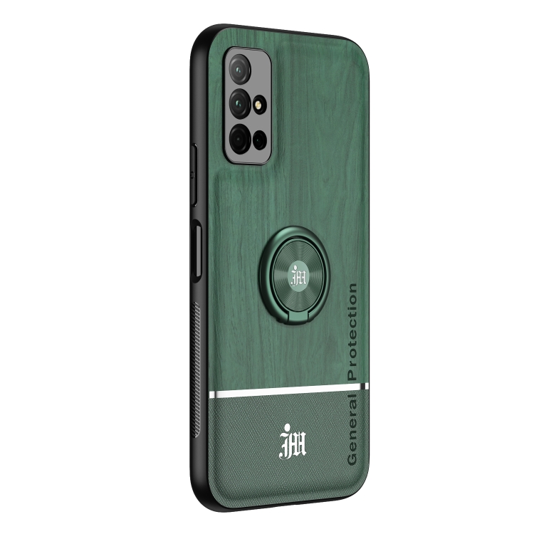 

For Huawei Honor 30S Wood Grain PC + TPU Shockproof Case with Ring Holder(Green)