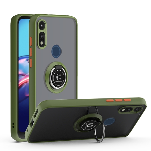 

For Motorola Moto E7 (2020) Q Shadow 1 Generation Series TPU + PC Protective Case with 360 Degrees Rotate Ring Holder(Army Green + Orange)