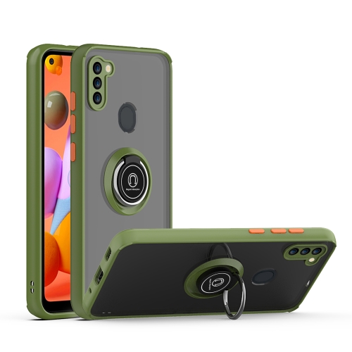 

For Samsung Galaxy A11 (US Version) Q Shadow 1 Generation Series TPU + PC Protective Case with 360 Degrees Rotate Ring Holder(Army Green + Orange)