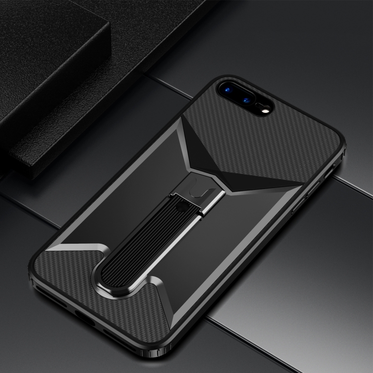 

Butterfly Wing 2 in 1 Carbon Fiber Armor Shockproof TPU + PC Protective Case with Invisible Holder For iPhone SE 2020 / 8 / 7(Black)