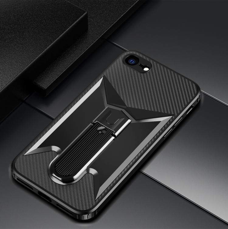

Butterfly Wing 2 in 1 Carbon Fiber Armor Shockproof TPU + PC Protective Case with Invisible Holder For iPhone 8 Plus / 7 Plus(Black)