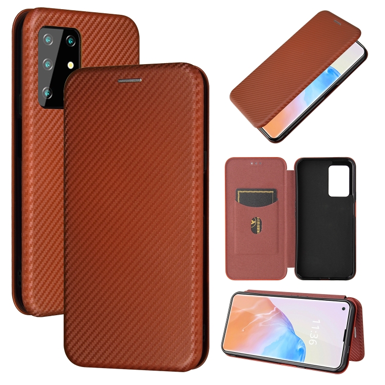 

For Cubot X30 Carbon Fiber Texture Magnetic Horizontal Flip TPU + PC + PU Leather Case with Card Slot(Brown)