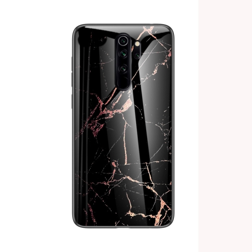 

For Xiaomi Redmi Note 8 Pro Marble Glass Protective Case(Black Gold)