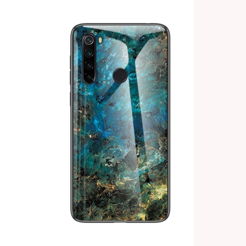 

For Xiaomi Redmi Note 8 Marble Glass Protective Case(Emerald)