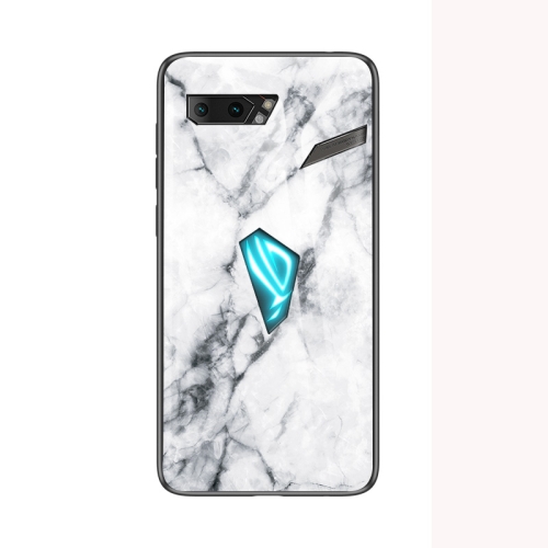

For ASUS ROG Phone II Marble Glass Protective Case(White)