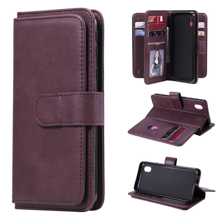 

For Samsung Galaxy A01 Core Multifunctional Magnetic Copper Buckle Horizontal Flip Solid Color Leather Case with 10 Card Slots & Wallet & Holder & Photo Frame(Wine Red)