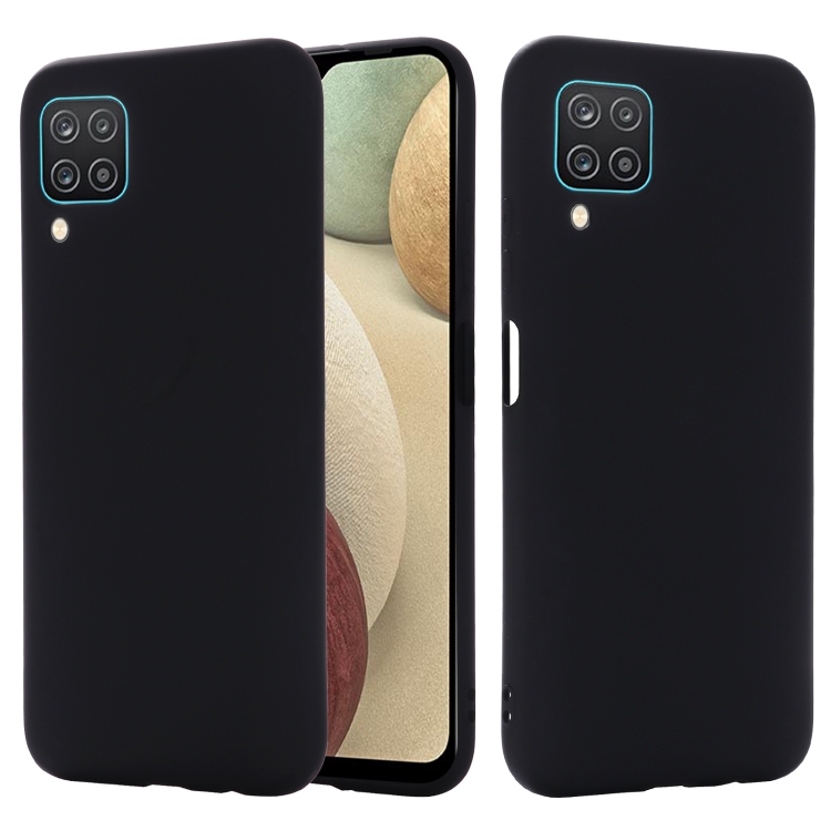 

For Samsung Galaxy A12 Pure Color Liquid Silicone Shockproof Full Coverage Case(Black)