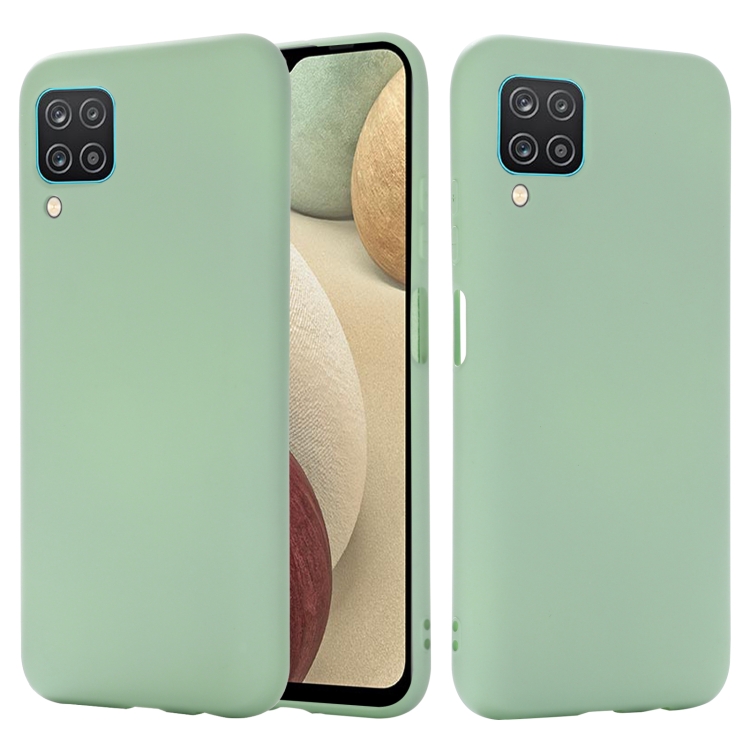 

For Samsung Galaxy A12 Pure Color Liquid Silicone Shockproof Full Coverage Case(Green)