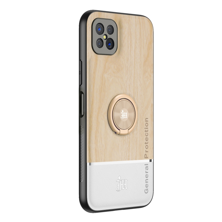

For OPPO A92s Wood Grain PC + TPU Shockproof Protective Case with Ring Holder(Wood Color)