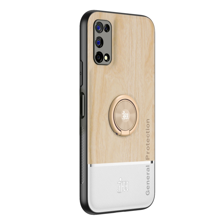 

For OPPO Realme V5 5G Wood Grain PC + TPU Shockproof Protective Case with Ring Holder(Wood Color)