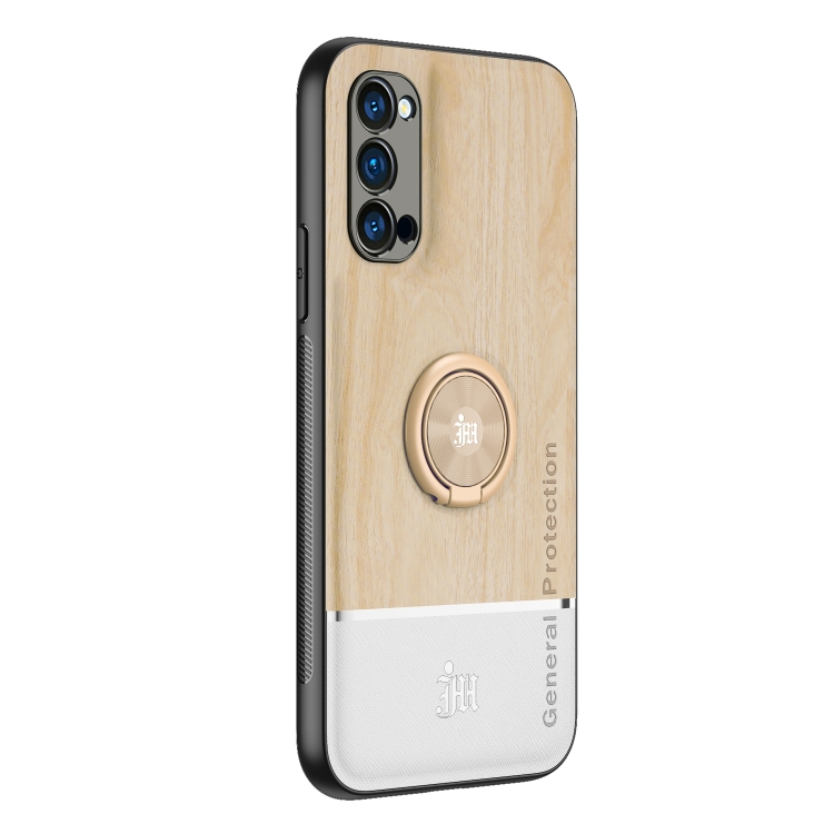 

For OPPO Reno4 Pro Wood Grain PC + TPU Shockproof Protective Case with Ring Holder(Wood Color)