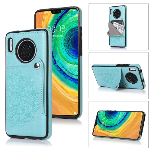 

For Huawei Mate 30 Pro Embossed Pattern PU + TPU Protective Case with Holder & Wallet & Card Slots(Green)