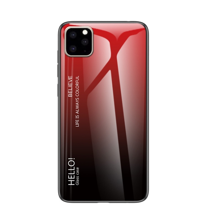

For iPhone 11 Pro Max Gradient Color Glass Case(Red)