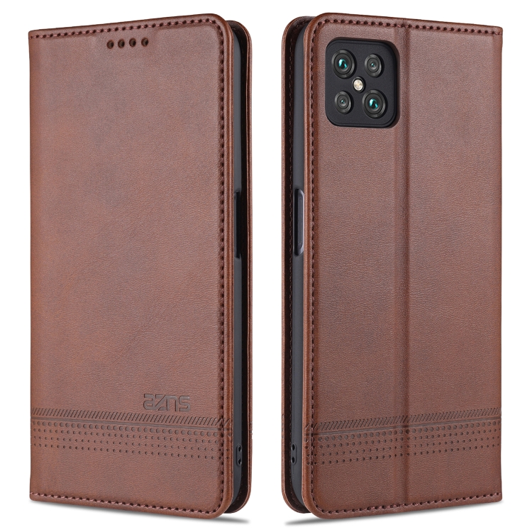 

For Oppo A92s AZNS Magnetic Calf Texture Horizontal Flip Leather Case with Card Slots & Holder & Wallet(Dark Brown)