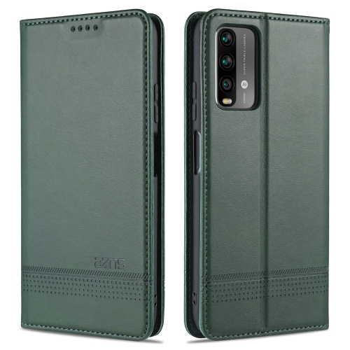 

For Xiaomi Poco M3 AZNS Magnetic Calf Texture Horizontal Flip Leather Case with Card Slots & Holder & Wallet(Dark Green)