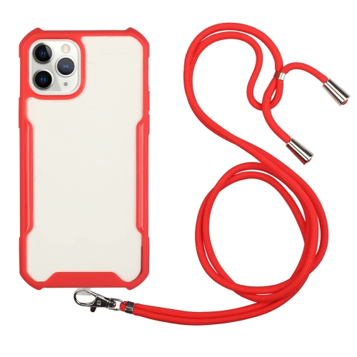 

Acrylic + Color TPU Shockproof Case with Neck Lanyard For iPhone 12 mini(Red)