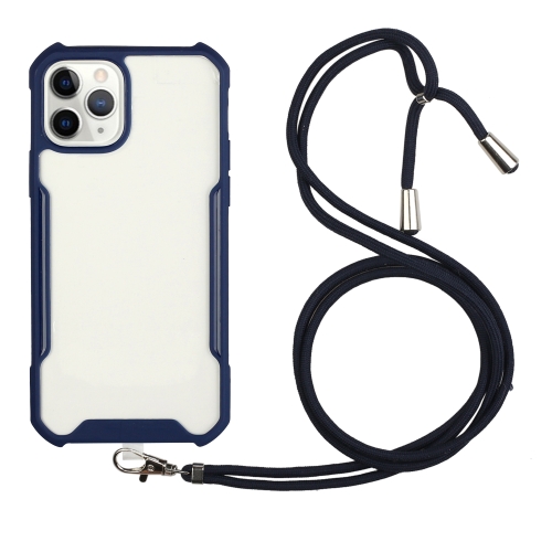 

Acrylic + Color TPU Shockproof Case with Neck Lanyard For iPhone 12 mini(Dark Blue)