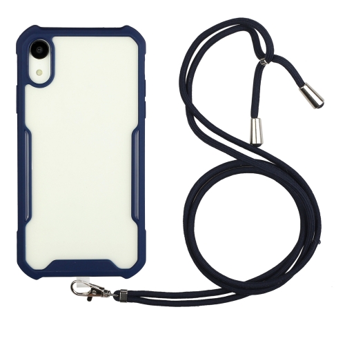 

Acrylic + Color TPU Shockproof Case with Neck Lanyard For iPhone XS Max(Dark Blue)