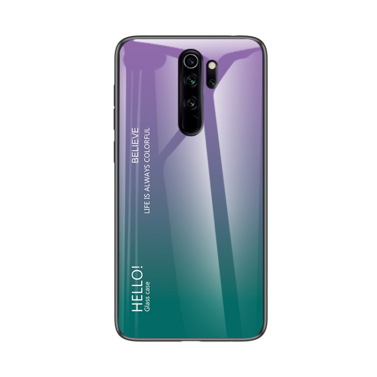 

For Xiaomi Redmi Note 8 Pro Gradient Color Glass Case(Purple)