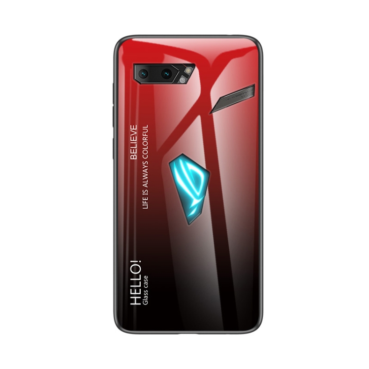 

For ASUS ROG Phone II Gradient Color Glass Case(Red)