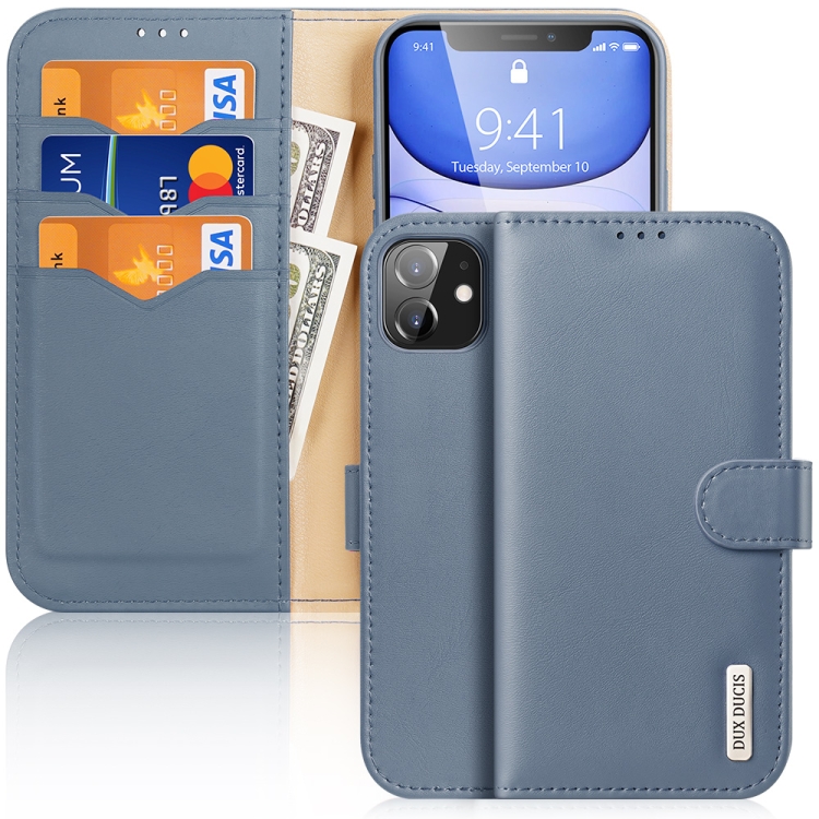 

DUX DUCIS Hivo Series Cowhide + PU + TPU Leather Horizontal Flip Case with Holder & Card Slots For iPhone 11(Light Blue)