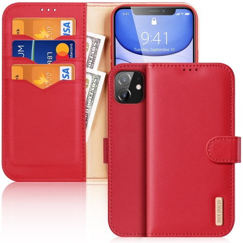 

DUX DUCIS Hivo Series Cowhide + PU + TPU Leather Horizontal Flip Case with Holder & Card Slots For iPhone 11(Red)