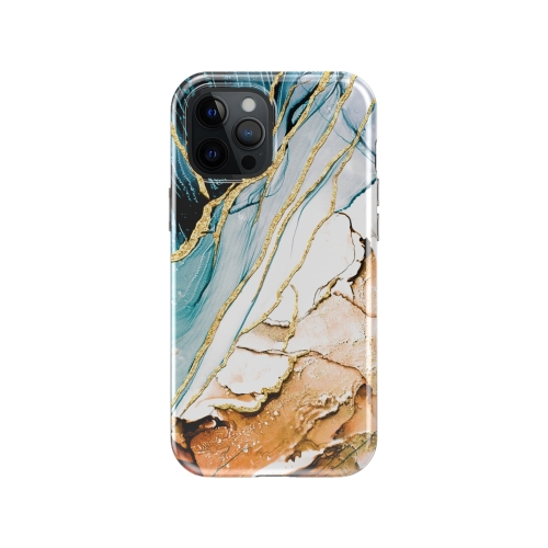 

IMD 2 in 1 Upper Lower Cover Double-sided Film Glitter Marble Protective Case For iPhone 12 / 12 Pro(Khaki)