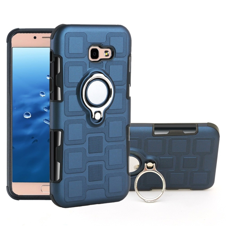 

For Galaxy A5 (2017) 2 In 1 Cube PC + TPU Protective Case with 360 Degrees Rotate Silver Ring Holder(Navy Blue)