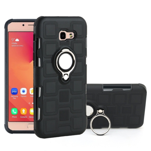 

For Galaxy A7 (2017) 2 In 1 Cube PC + TPU Protective Case with 360 Degrees Rotate Silver Ring Holder(Black)