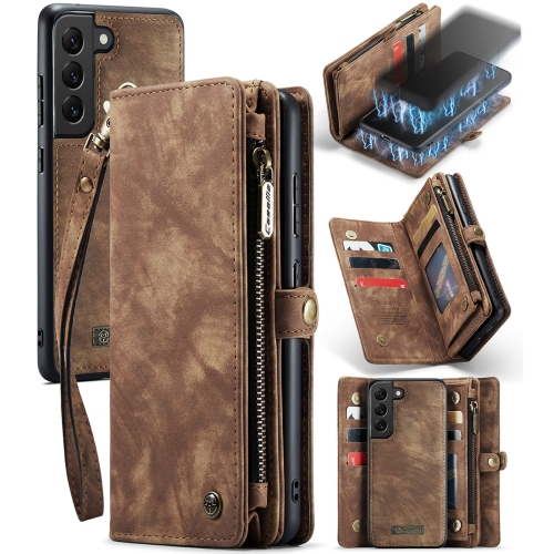 

For Samsung Galaxy S21 5G CaseMe Detachable Multifunctional Horizontal Flip Leather Case, with Card Slot & Holder & Zipper Wallet & Photo Frame(Brown)