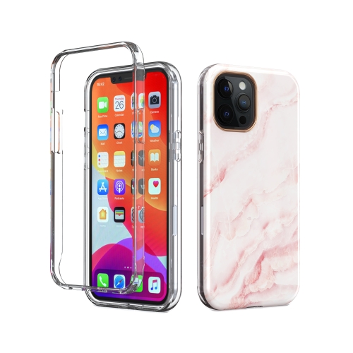 

IMD 2 in 1 Upper Lower Cover Double-sided Film Marble Protective Case For iPhone 11(Pink)