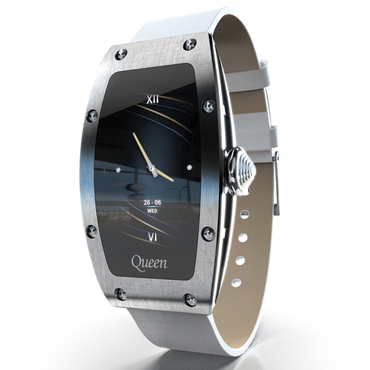 

Lokmat QUEEN 1.14 inch TFT Screen IP67 Waterproof Smart Watch, Support Sleep Monitor / Heart Rate Monitor / Female Health Monitor, Style:Leather Strap(Silver)